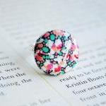 Liberty Of London Button Ring, Nickel , Pink,..