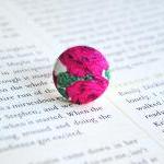 Rose Buds Button Ring, Nickel , Pink, Green, Cream