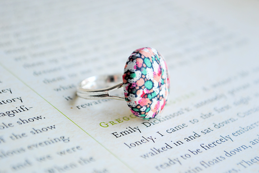 Liberty Of London Button Ring, Nickel , Pink, Turquoise, Coral, Cream